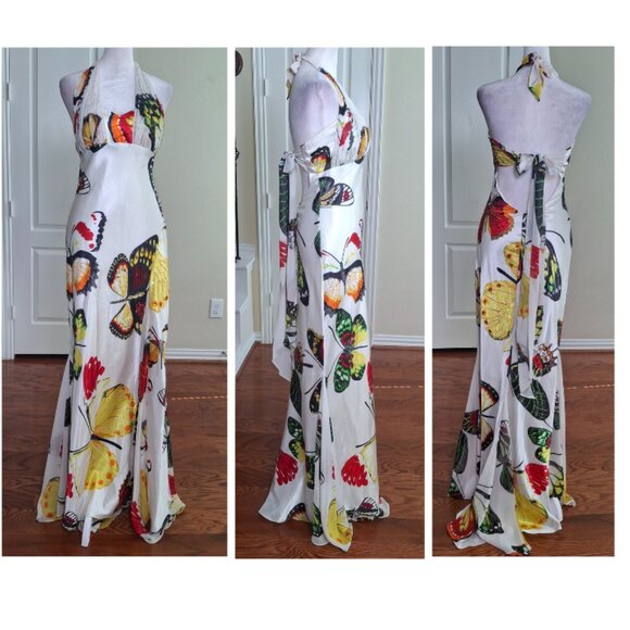 VTG Mary L Couture Butterfly Embellished Halter Slip Dress Sz 8 Fairycore Y2k - Picture 1 of 17